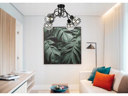 52171 sklenena led zavesna lampa 4xe27 kulate horizontalni pruhy