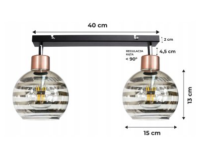 52213 sklenena led zavesna lampa beam 2xe27 kulate horizontalni pruhy
