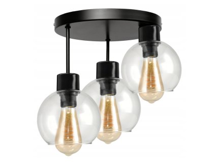 51757 stropni zavesna lampa 3xe27 pruhledna sklenena koule