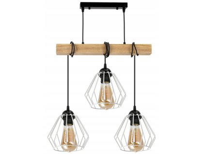 44893 zavesne stropni svitidlo led dreveny tram 3xe27 lustr diamonds white