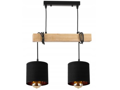 44950 zavesne stropni svitidlo led dreveny tramovy 2xe27 lustr loft lampshade gold
