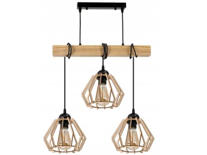 44593 zavesne stropni svitidlo led dreveny tramovy 3xe27 podkrovni lustr brilantni dreveny