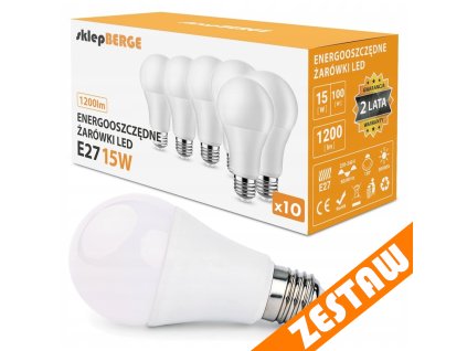 SADA 10x LED žiarovka E27 A60 15W 1200lm 3000K - teplá biela