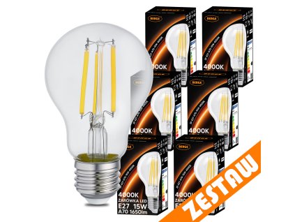 SADA 6x LED žiarovka E27 15W 1650lm 4000K - neutrálna biela