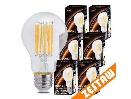 SADA 6x LED žiarovka E27 18W 1980lm 3000K  - tepla biela