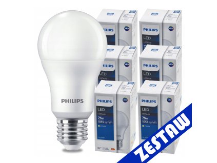 SADA 6 ks LED žiaroviek PHILIPS E27 10W 1055lm - tepla biela