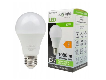 LED žiarovka E27 12W 1080lm 3000K Teplá farba svetla WW Eco Light