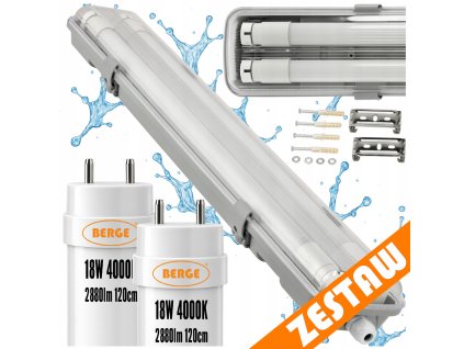 SADA Hermetické svítidlo 120cm 36W 5760lm 4000K+ 2x LED trubice Voděodolné