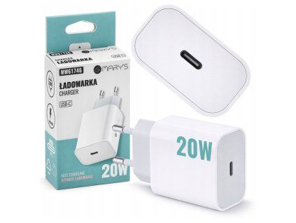 Nabíjačka cube fast usb-c biela sieťová 20W pre telefón