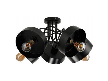 Stropný luster LED 5xE27 LOFT Rolling Black Cup Medium