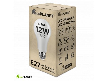 LED žiarovka - ecoPLANET - E27 - 12W - 1050Lm - teplá biela