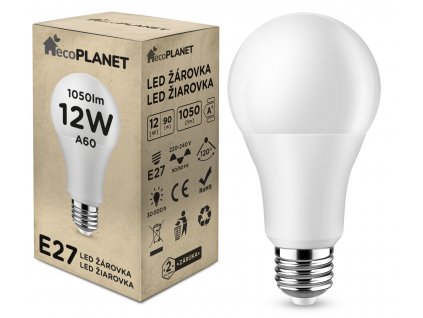 LED žiarovka ecoPLANET - E27 - A60 - 15W - 1500Lm - studená biela
