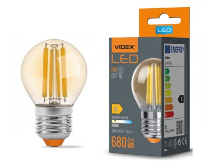 LED žiarovka filament AMBER - E27 - 6W - G45 - teplá biela