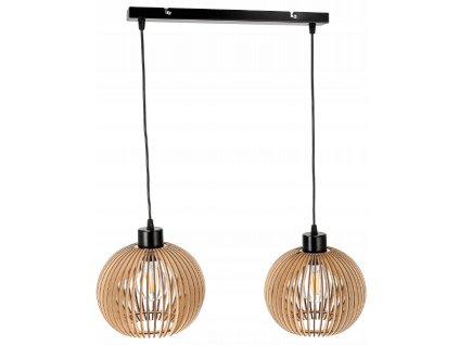 Stropné LED svietidlo LOFT 2xE27 - WOOD - čierne