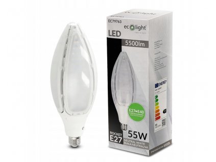 LED žiarovka E27 + adaptér E40 55W ROCKET - neutrálna biela