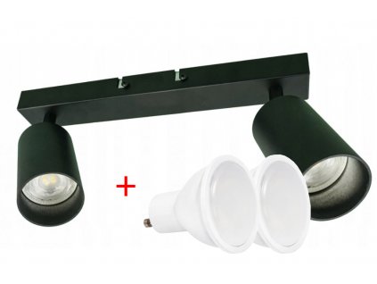 Stropné bodové svietidlo LED VIKI-X 2x GU10 - čierne + 2x LED žiarovka
