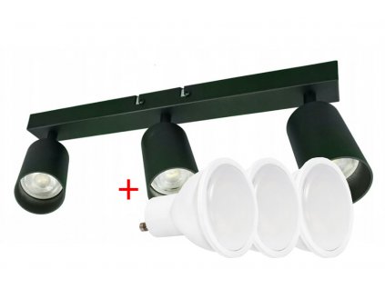 Stropné bodové svietidlo LED VIKI-X 3x GU10 - čierne + 3x LED žiarovka