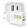 Rýchla sieťová nabíjačka USB / USB-C / USB-A + kábel USB-C 1 m (100 cm), 20 W – sada