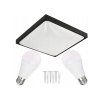 LED stropné svietidlo 2xE27 štvorcové čierne s LED žiarovkami - Sada