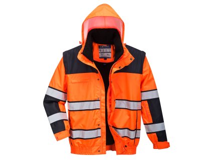Hi-Vis 3-in-1 Contrast Winter Bomber Jacket (Barva Orange/Black, Velikost 4XL)