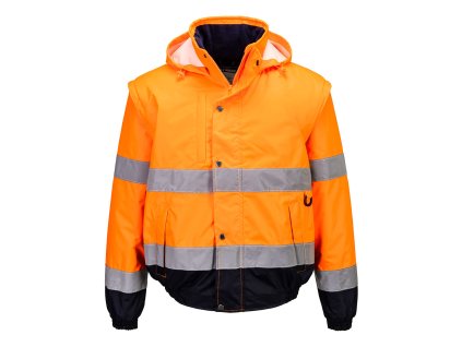 Hi-Vis 2-in-1 Contrast Bomber Jacket (Barva Orange, Velikost L)