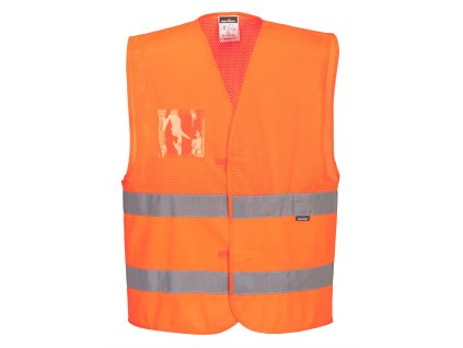 Hi-Vis Half Mesh Two Band Vest (Barva Orange, Velikost 4X/5X)