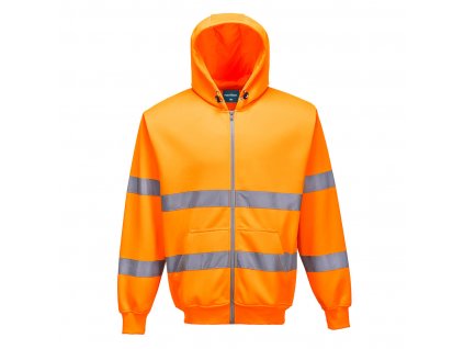 Hi-Vis Zipped Hoodie (Barva Orange, Velikost L)