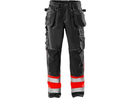 Výstražné řemeslnické kalhoty tř. 1 247 FAS (Velikost C44, Barva Hi-Vis Red/Black)