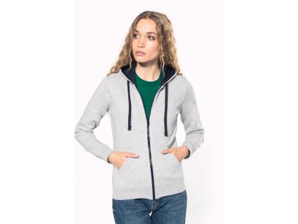 Dámská mikina s kontrastní kapucí Contrast Hooded Sweatshirt (Barva Black/Red, Rozměr 63/47, Velikost S)