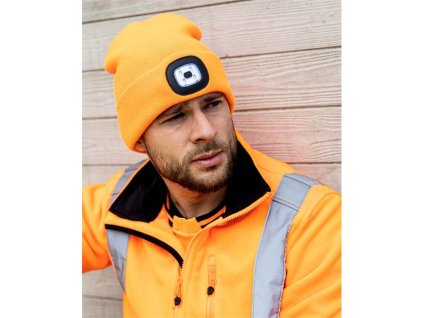 Zimní čepice BOAST s LED svítilnou (Barva oranžová hi-vis)