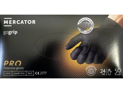 Nitrilové rukavice MERCATOR® GO GRIP black - 50 ks