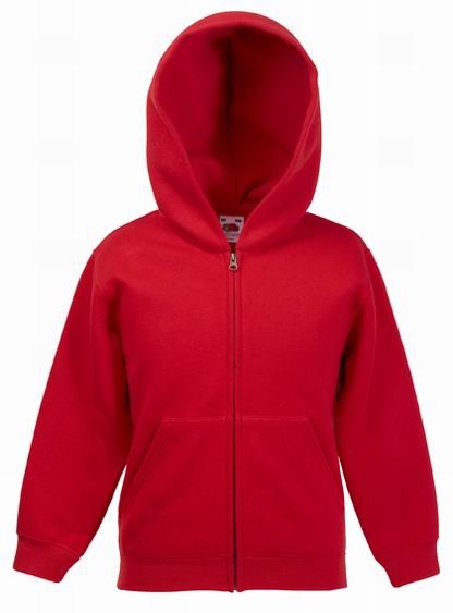 Dětská mikina Premium Hooded s kapucí a zipem F620350 Velikost: 5/6, Barva: 07 - červená