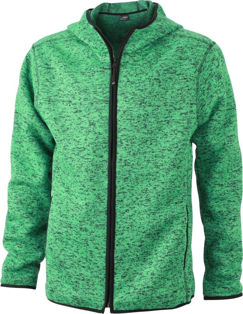 Pánská pletená fleecová mikina s kapucí JN 589 Velikost: L, Barva: 92 - apple green