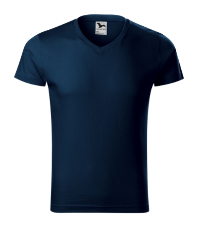 146 Slim Fit V-neck Tričko pánské Velikost: L, Varianta: námořní modrá