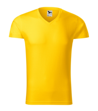 146 Slim Fit V-neck Tričko pánské Velikost: L, Varianta: žlutá