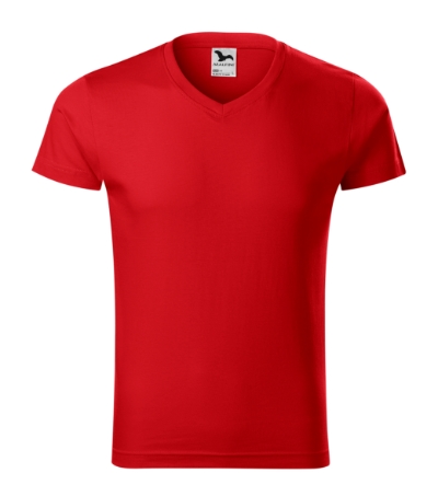 146 Slim Fit V-neck Tričko pánské Velikost: XL, Varianta: červená