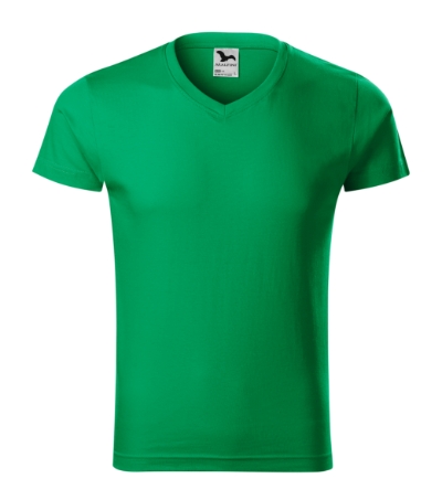 146 Slim Fit V-neck Tričko pánské Velikost: S, Varianta: středně zelená
