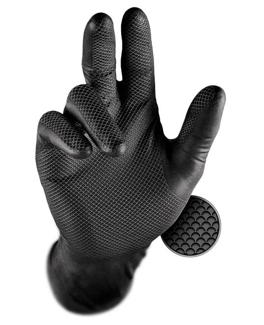 Jednorázové rukavice GRIPPAZ® 246A černé, 50ks Velikost: 11