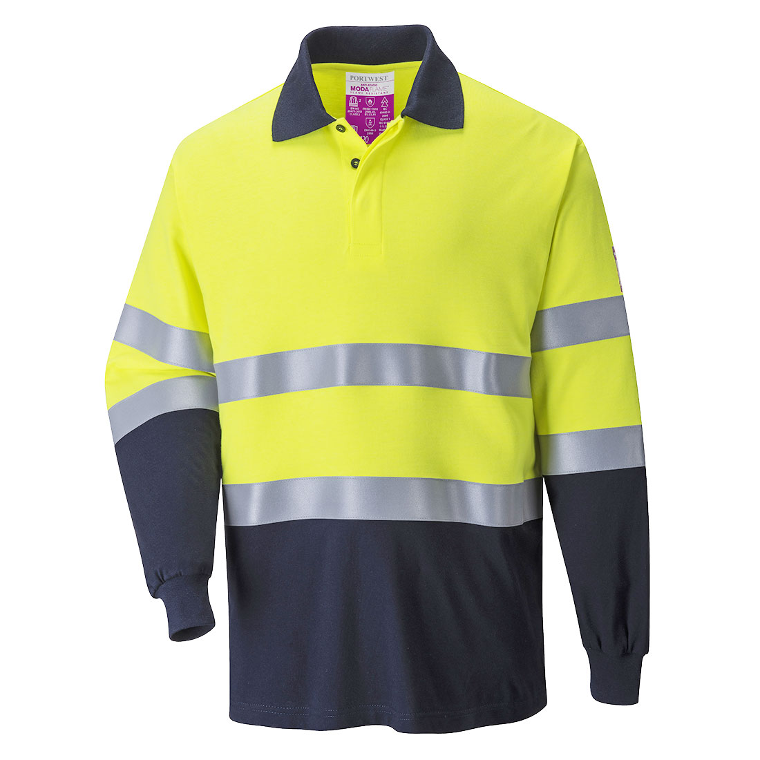 FR Hi-Vis 2-Tone Polo Shirt FR74 Velikost: L, Barva: Yellow/Navy