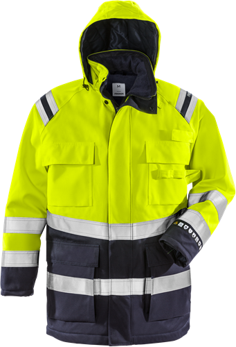 Nehořlavý výstražný zimní kabát tř. 3 4086 ATHR Velikost: M, Barva: Hi-Vis Yellow/Navy