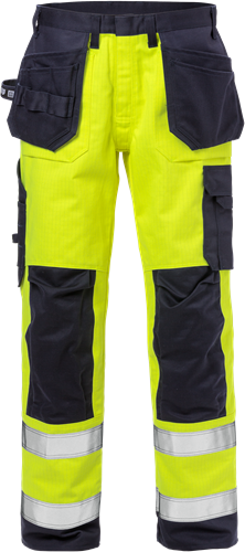 Výstražné pracovní kalhoty flame tř. 2 2584 FLAM Velikost: D100, Barva: Hi-Vis Yellow/Navy