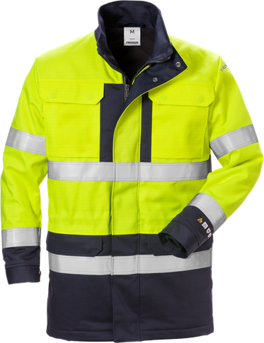 Výstražná zimní parka s ochranou proti plamenům tř. 3 4589 FLAM Velikost: XS, Barva: Hi-Vis Yellow/Navy