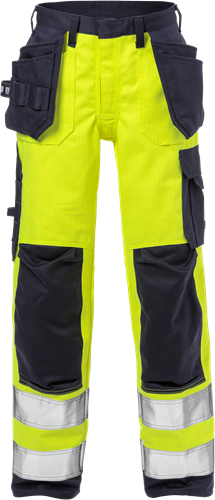 Výstražné dámské pracovní kalhoty flame tř. 2 2589 FLAM Velikost: 46, Barva: Hi-Vis Yellow/Navy