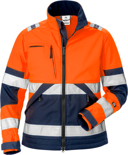 Dámská výstražná softshellová bunda tř. 2 4183 WYH Velikost: XL, Barva: Hi-Vis Orange/Navy