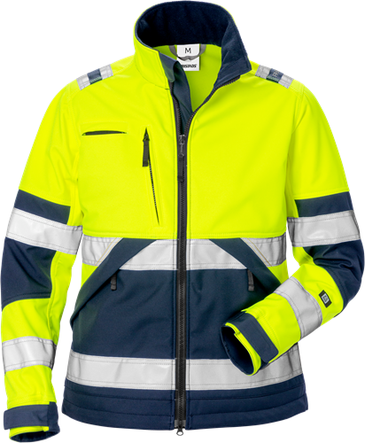 Dámská výstražná softshellová bunda tř. 2 4183 WYH Velikost: 3XL, Barva: Hi-Vis Yellow/Navy