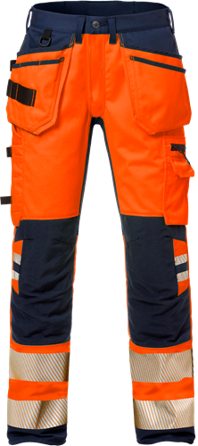 Výstražné dámské pracovní strečové kalhoty tř. 2 2710 PLU Velikost: 38, Barva: Hi-Vis Orange/Navy