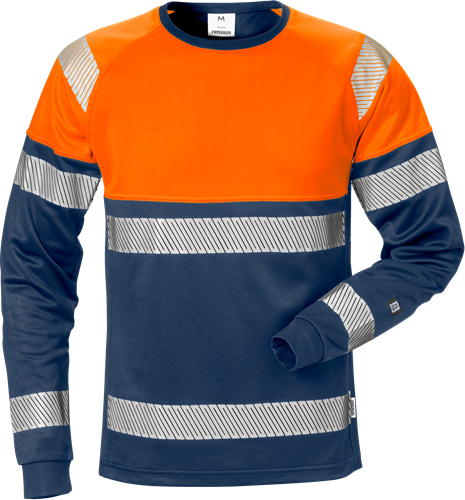 Výstražné tričko s dlouhým rukávem tř. 1 7519 THV Velikost: M, Barva: Hi-Vis Orange/Navy