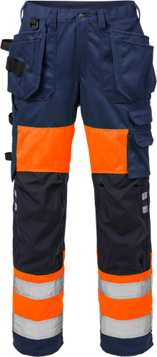 Výstražné řemeslnické kalhoty dámské tř. 1 2129 PLU Velikost: 46, Barva: Hi-Vis Orange/Navy