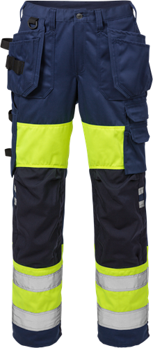 Výstražné řemeslnické kalhoty dámské tř. 1 2129 PLU Velikost: 46, Barva: Hi-Vis Yellow/Navy