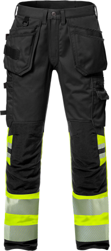 Výstražné dámské pracovní strečové kalhoty tř. 1 2709 PLU Velikost: 34, Barva: Hi-Vis Yellow/Black